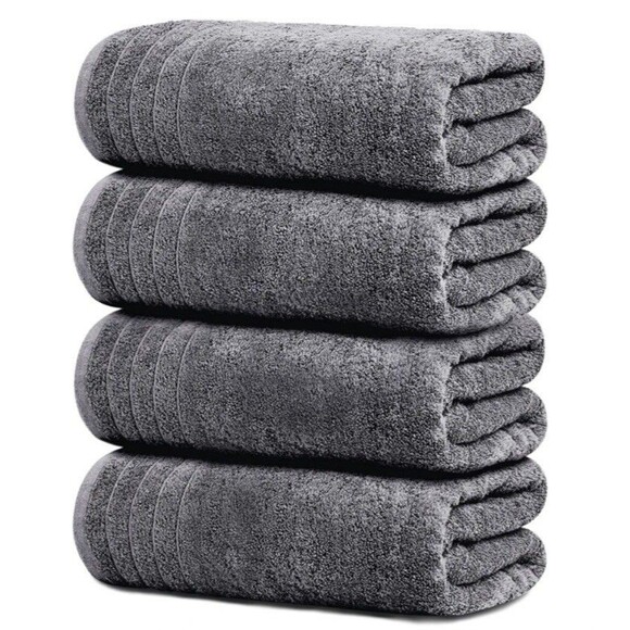 Tens Towels Pack Of 4 Dark Grey 30 x 60 Inches Large Bath Towels Sealed NWT NEW - Picture 1 of 5